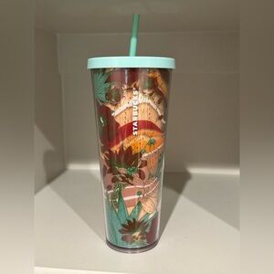 SOLD Starbucks Floral Desert Tumbler with Mint Lid and Straw